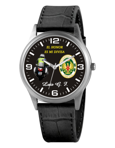 Reloj de Piel Guardia Civil Tráfico Negro