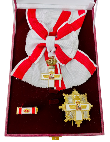 Gran Cruz del Mérito Aeronáutico distintivo blanco con banda - venera + Pasador
