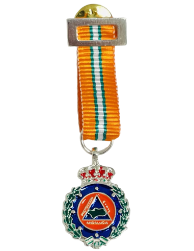 Medalla miniatura al mérito Protección Civil Andalucía Plata