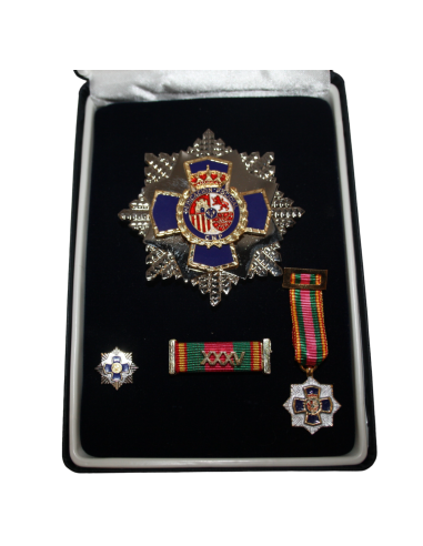 Placa 35 años Dedicación policial  + pasador + miniatura pin + medalla miniatura