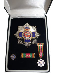 Placa 35 años Dedicación policial  + pasador + miniatura pin + medalla miniatura 2