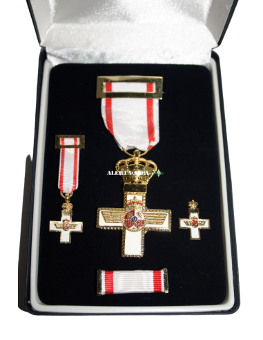 Medalla Merito Aeronautico Distintivo Blanco + Pasador + Pin + Miniatura