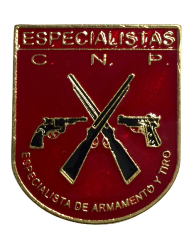 Distintivo metálico ESPECIALISTAS ARMAMENTO Y TIRO CNP