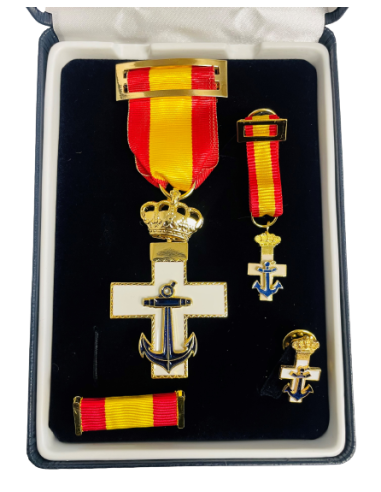 Medalla Merito Naval Distintivo Blanco + Pasador + Pin + Miniatura