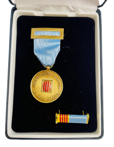 Medalla de Oro Mossos d´Escuadra distintivo azul + Pasador + Estuche de lujo