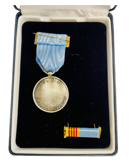 Medalla de Plata Mossos d´Escuadra distintivo azul + Pasador + Estuche de lujo
