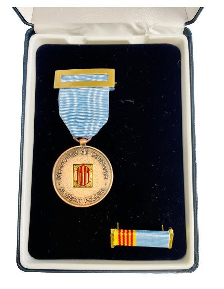 Medalla de Bronce Mossos d´Escuadra distintivo azul + Pasador + Estuche de lujo