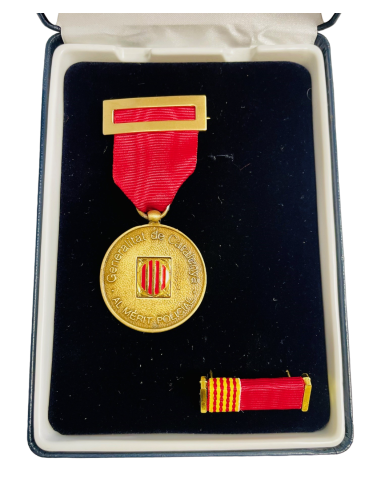 Medalla de Oro Mossos d´Escuadra distintivo Rojo + Pasador + Estuche de lujo