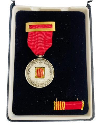 Medalla de Plata Mossos d´Escuadra distintivo Rojo + Pasador + Estuche de lujo