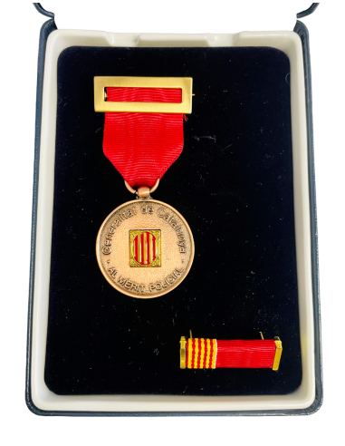 Medalla de Bronce Mossos d´Escuadra distintivo Rojo + Pasador + Estuche de lujo