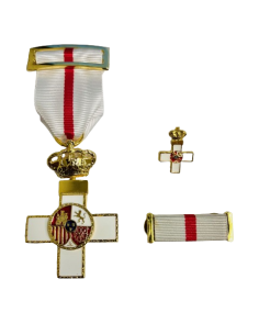 Conjunto Cruz Mérito Militar Distintivo Blanco con Pasador + Pin