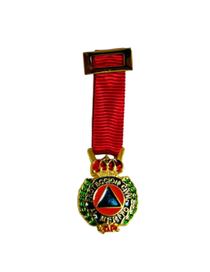 Medalla Miniatura Oro Protección Civil Distintivo Rojo