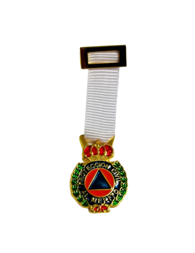 Medalla Miniatura Oro Protección Civil Distintivo Blanco