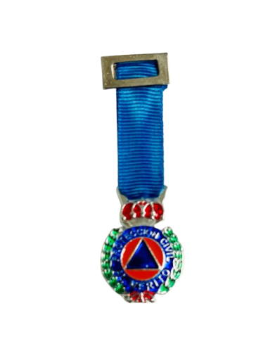 Medalla Miniatura Plata Protección Civil Distintivo Azul