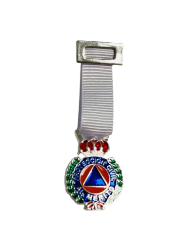 Medalla Miniatura Plata Protección Civil Distintivo Blanco