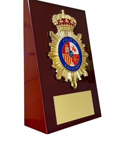 Cuña de Madera Policía Nacional 15.5x11cm