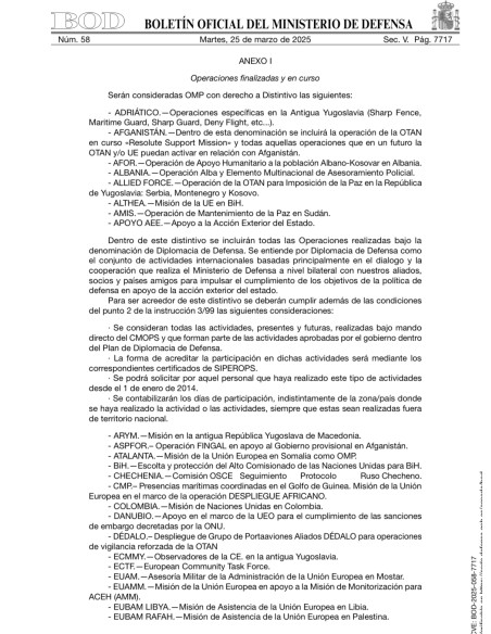 Barra Personalizada para Distintivo de Mantenimiento de Paz