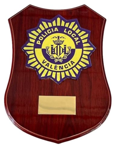 Metopa de Madera con escudo Metacrilato Policía...
