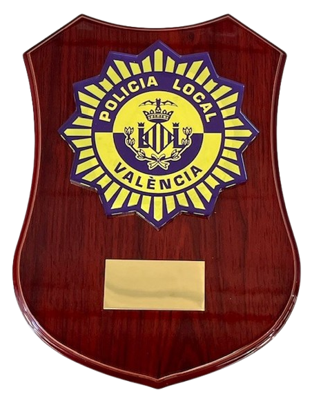 Metopa de Madera con escudo Metacrilato Policía Local Valencia