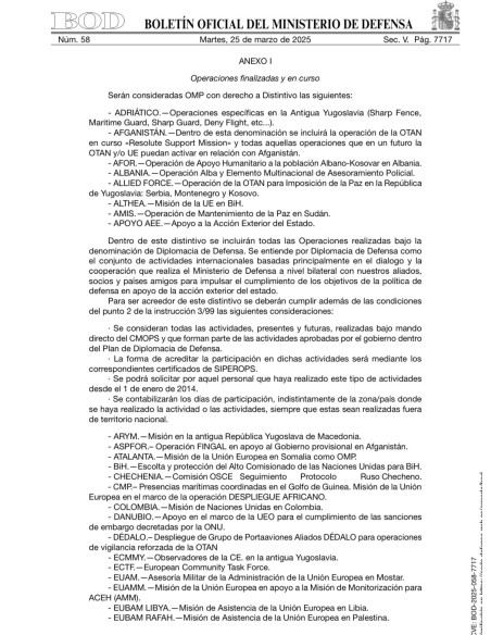 Distintivo de Operaciones de Mantenimiento de Paz