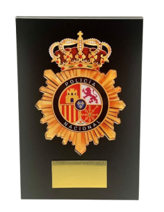 Cuña de Madera escudo Metacrilato Policía Nacional 2