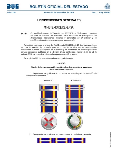 Medalla Miniatura de Campaña Militar 2018