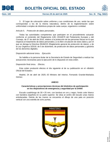 Distintivo Honorífico Participación DANA 2024