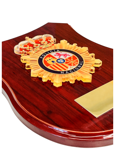 Metopa de Madera con escudo Metacrilato Policía...