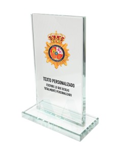 Metopa de cristal Personalizada Policía Nacional 15x10cm