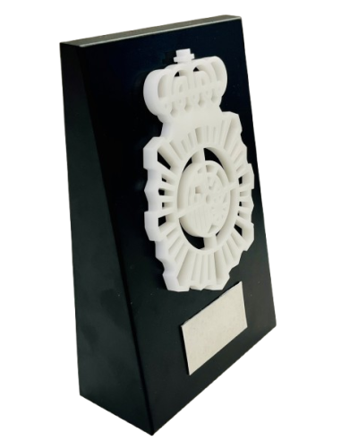 Cuña de Madera escudo Metacrilato Policía...