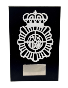 Cuña de Madera escudo Metacrilato Policía Nacional Blanco 2