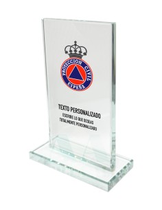 Metopa de cristal Personalizada Protección Civil 15x10cm