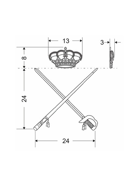 Emblema de Solapa de General Ejército Español con Corona (Par)
