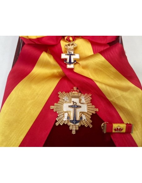 Gran Cruz del Mérito Naval Distintivo Blanco con banda - venera + Pasador